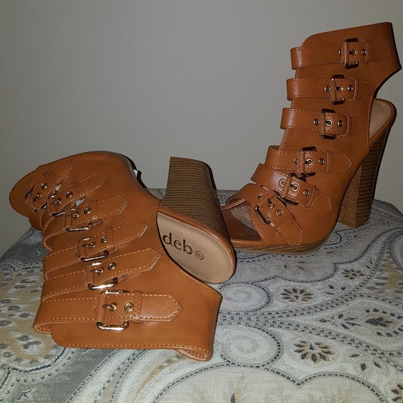 Deb Peep-Toe Mules/ Block Heels - Picture 3 of 7